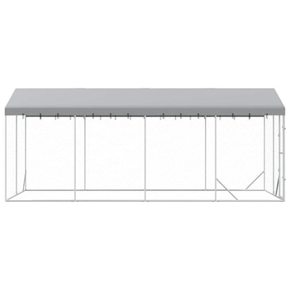 Cuccia Cani da Esterno Tetto Argento 3x6x2,5 m Acciaio Zincato | homemem39