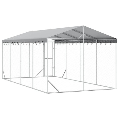 Cuccia Cani da Esterno Tetto Argento 3x6x2,5 m Acciaio Zincato | homemem39