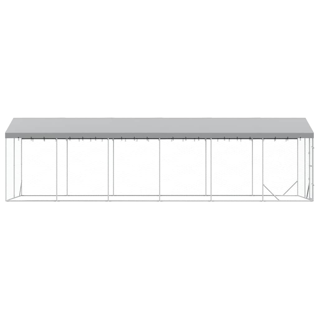 Cuccia Cani da Esterno Tetto Argento 3x9x2,5 m Acciaio Zincato | homemem39