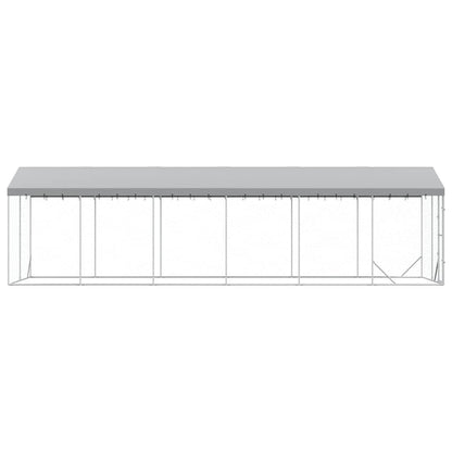Cuccia Cani da Esterno Tetto Argento 3x9x2,5 m Acciaio Zincato | homemem39