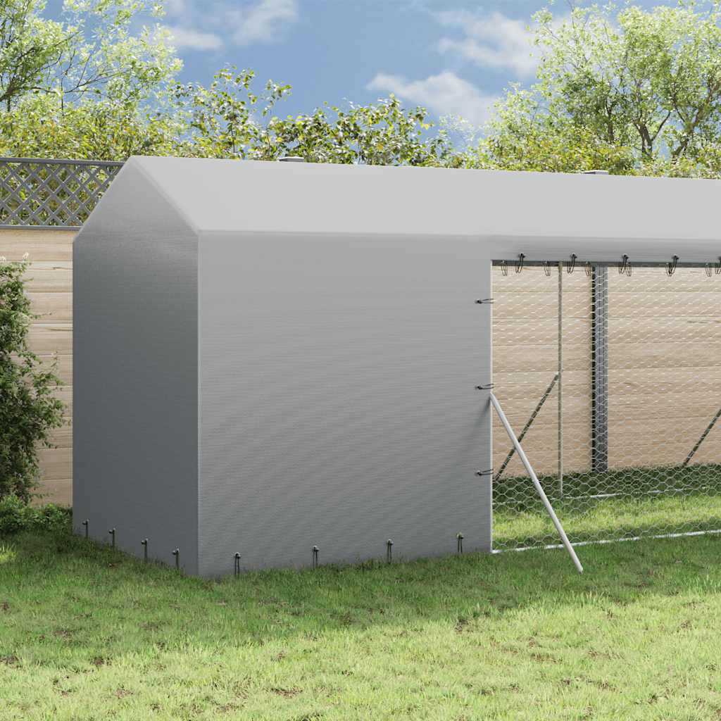 Cuccia Cani da Esterno Tetto Argento 2x6x2,5 m Acciaio Zincato | homemem39