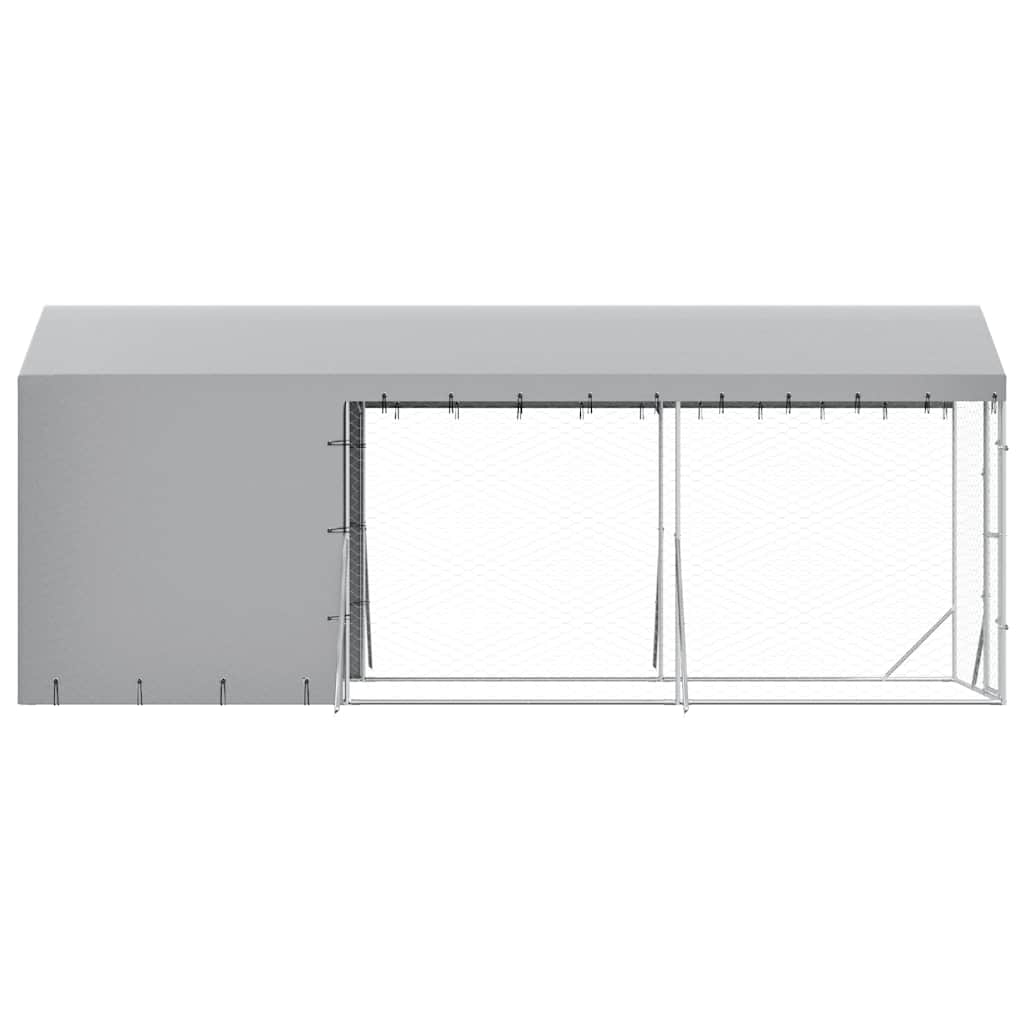 Cuccia Cani da Esterno Tetto Argento 2x6x2,5 m Acciaio Zincato | homemem39