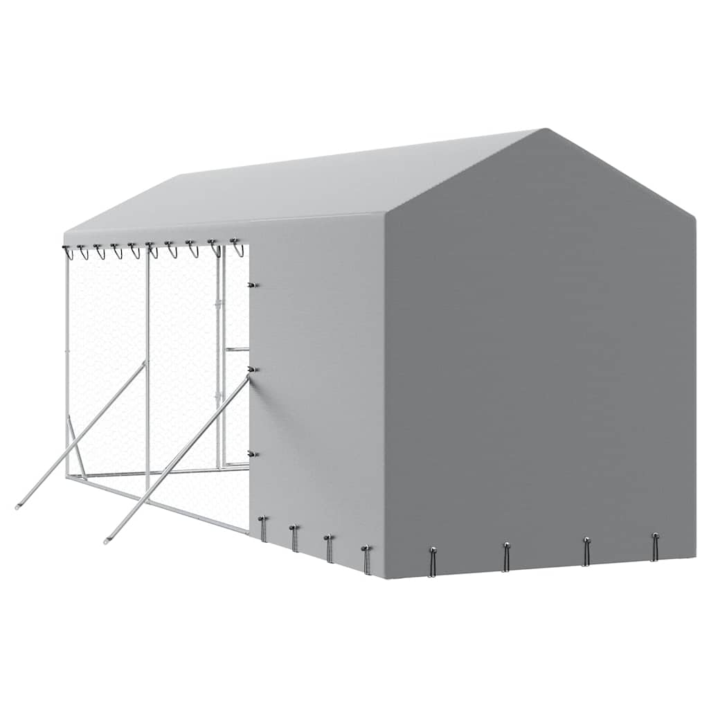 Cuccia Cani da Esterno Tetto Argento 2x6x2,5 m Acciaio Zincato | homemem39