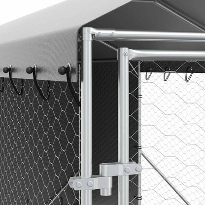 Cuccia Cani da Esterno Tetto Argento 2x6x2,5 m Acciaio Zincato | homemem39