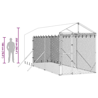 Cuccia Cani da Esterno Tetto Argento 2x6x2,5 m Acciaio Zincato | homemem39