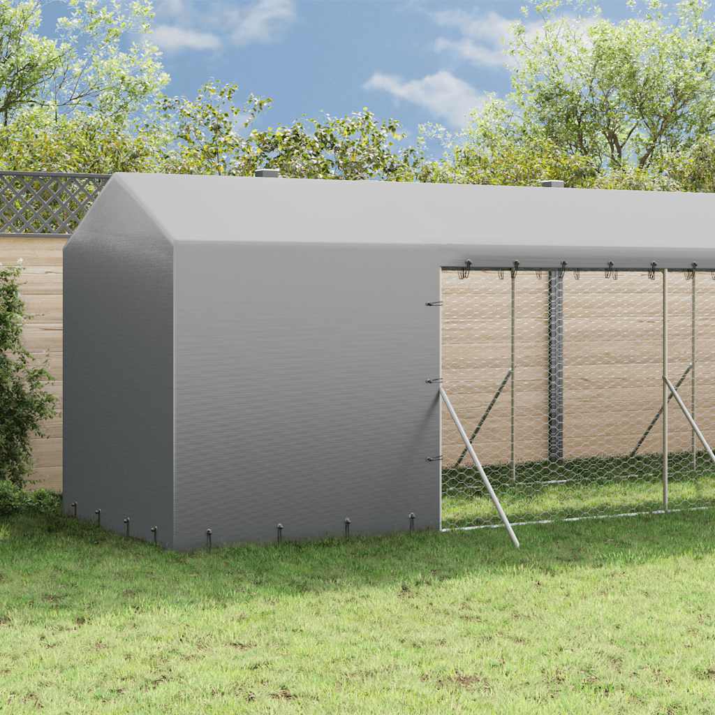 Cuccia Cani da Esterno Tetto Argento 2x14x2,5 m Acciaio Zincato | homemem39