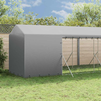 Cuccia Cani da Esterno Tetto Argento 2x14x2,5 m Acciaio Zincato | homemem39