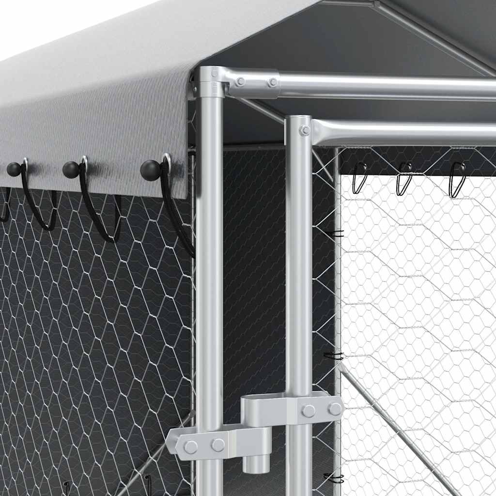 Cuccia Cani da Esterno Tetto Argento 2x14x2,5 m Acciaio Zincato | homemem39