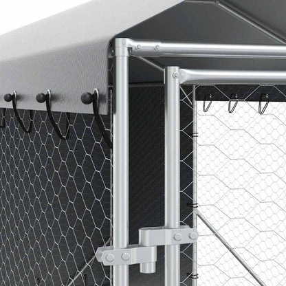 Cuccia Cani da Esterno Tetto Argento 2x14x2,5 m Acciaio Zincato | homemem39