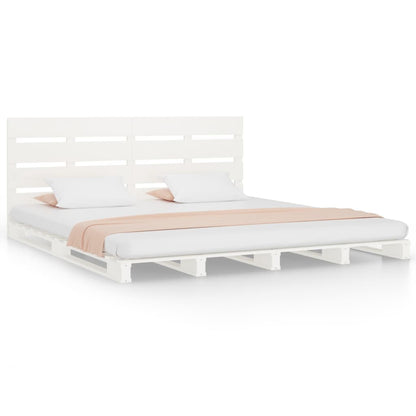 Letto senza Materasso Bianco 140x190 cm Legno Massello di Pino - homemem39