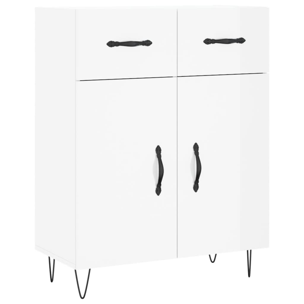 Credenza 69,5x34x90 cm in Legno Multistrato Bianco Lucido - homemem39