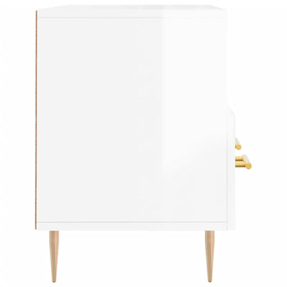 Mobile Porta TV Bianco Lucido 102x36x50 cm in Legno Multistrato - homemem39