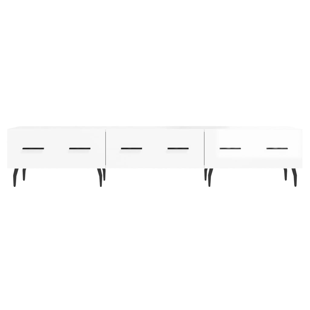 Mobile Porta TV Bianco Lucido 150x36x30 cm in Legno Multistrato - homemem39