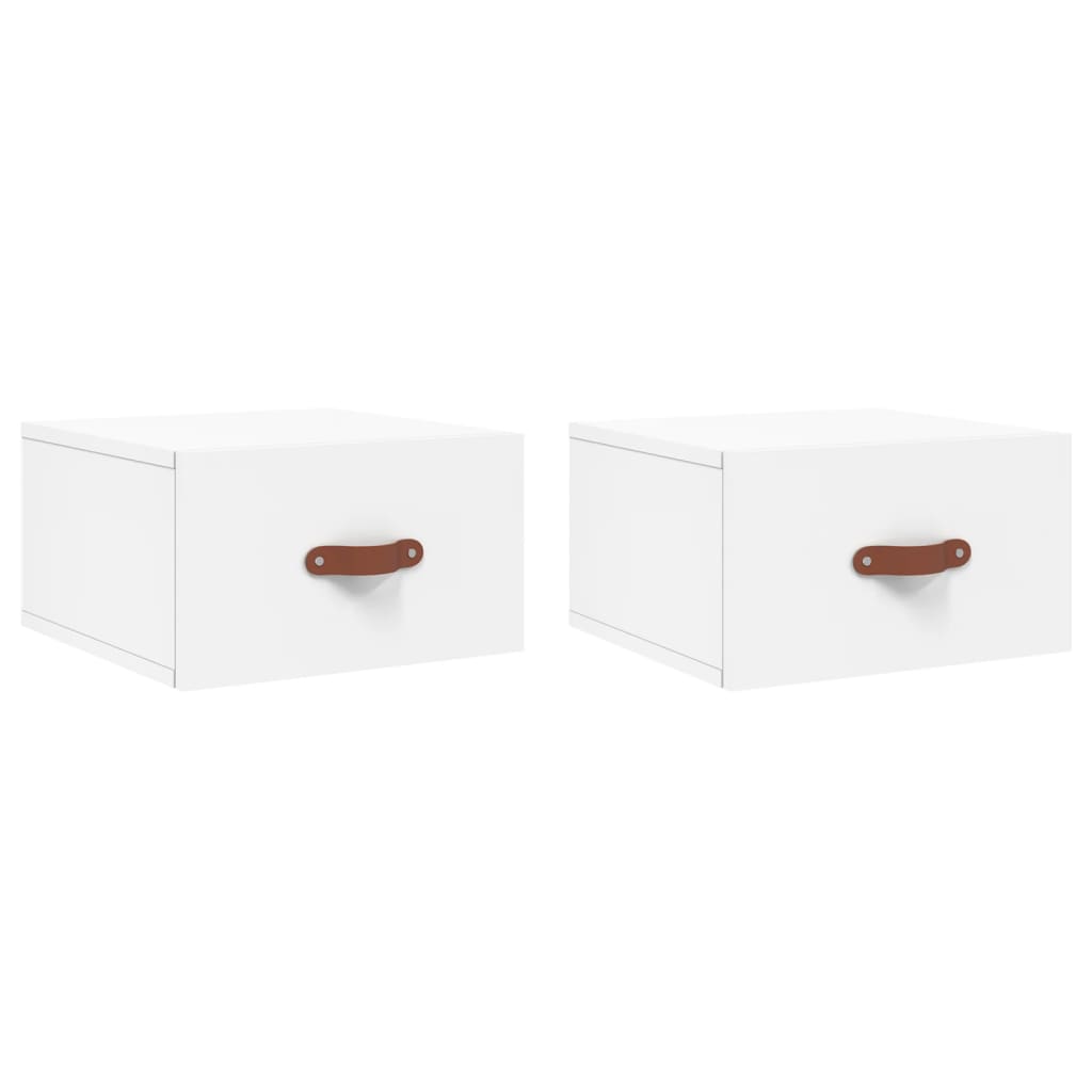 Comodini a Muro 2 pz Bianchi 35x35x20 cm