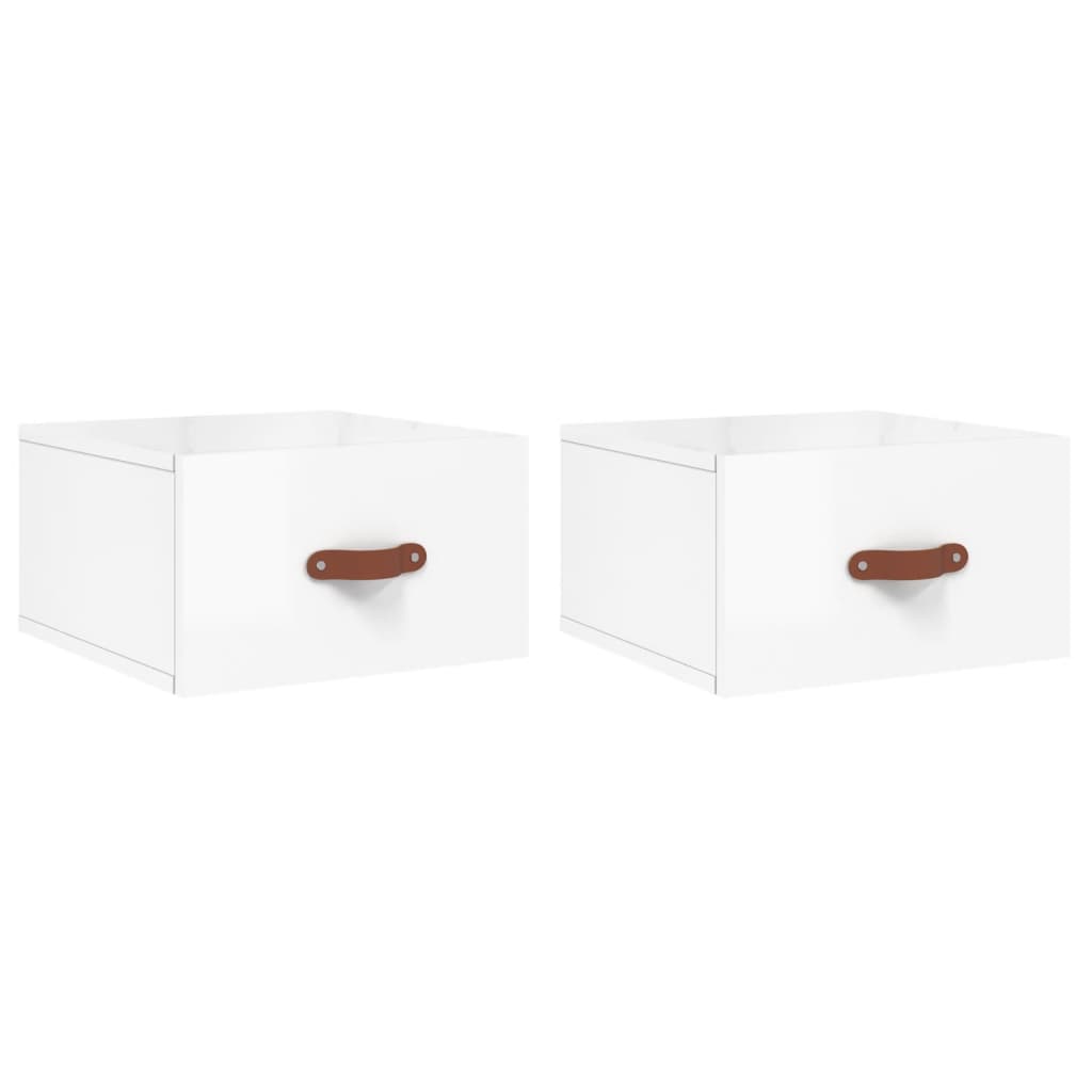 Comodini a Muro 2 pz Bianco Lucido 35x35x20 cm
