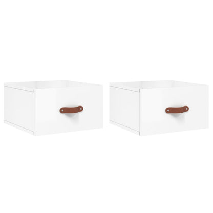 Comodini a Muro 2 pz Bianco Lucido 35x35x20 cm