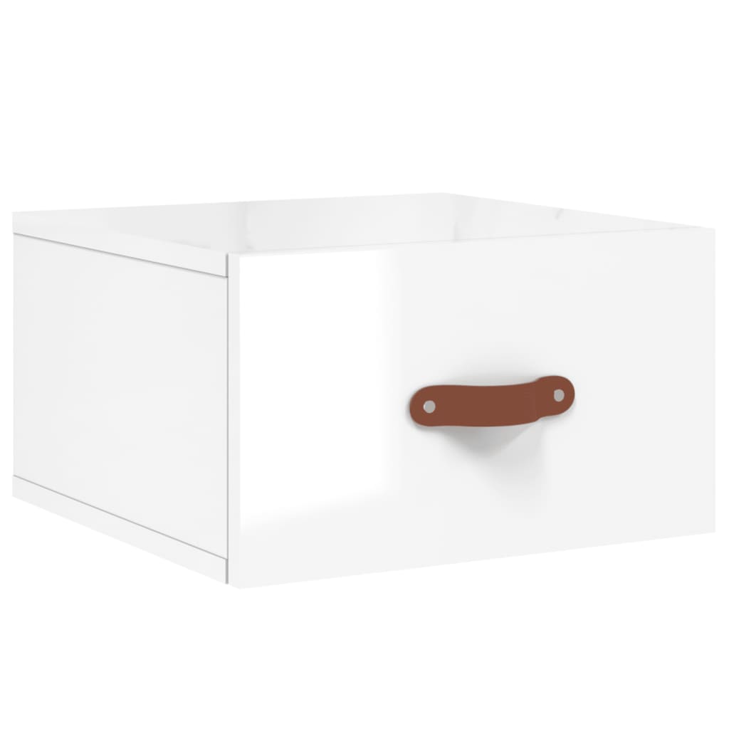 Comodini a Muro 2 pz Bianco Lucido 35x35x20 cm