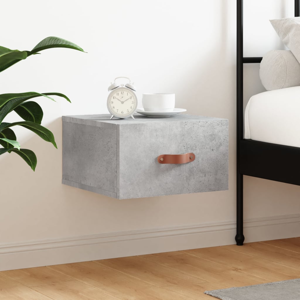 Comodino a Muro Grigio Cemento 35x35x20 cm | homemem39