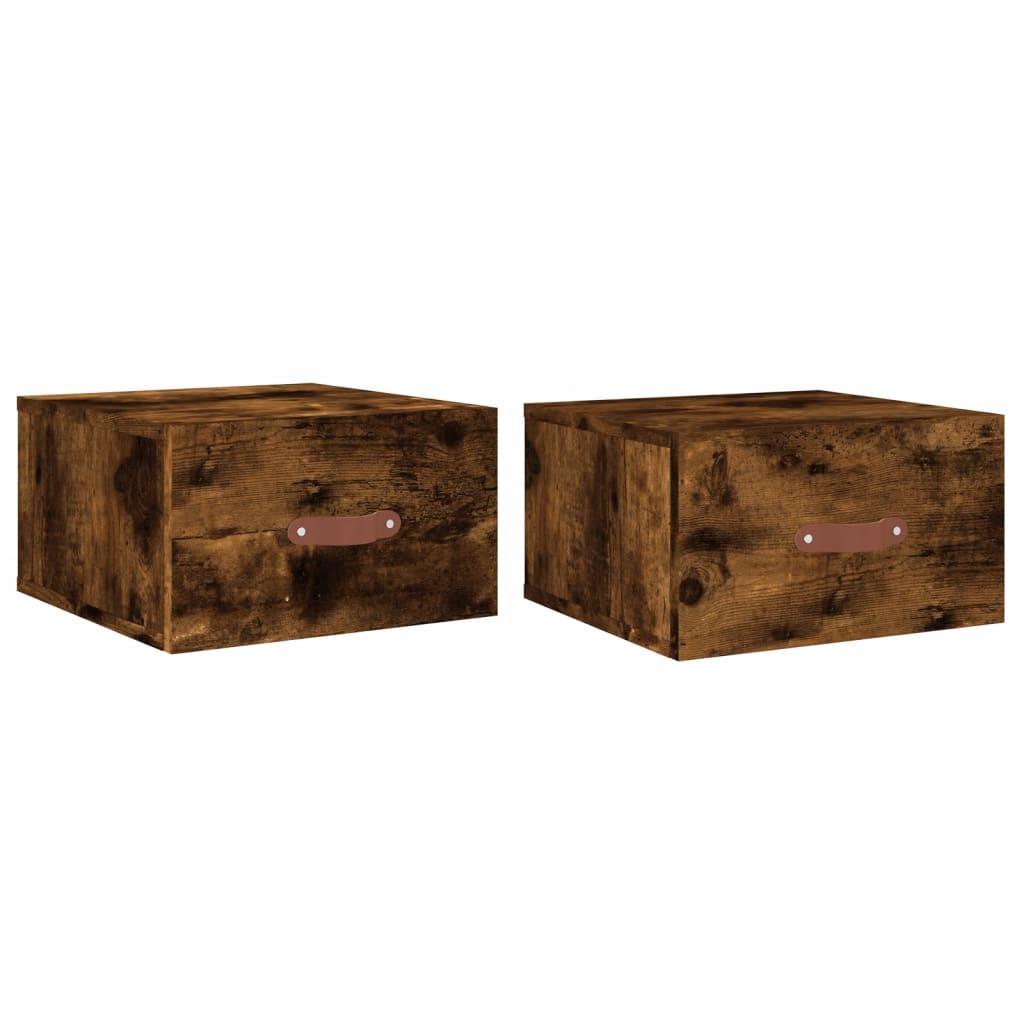Comodini a Muro 2 pz Rovere Fumo 35x35x20 cm | homemem39