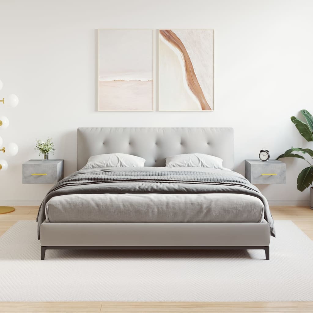 Comodini a Muro 2 pz Grigio Cemento 35x35x20 cm | homemem39