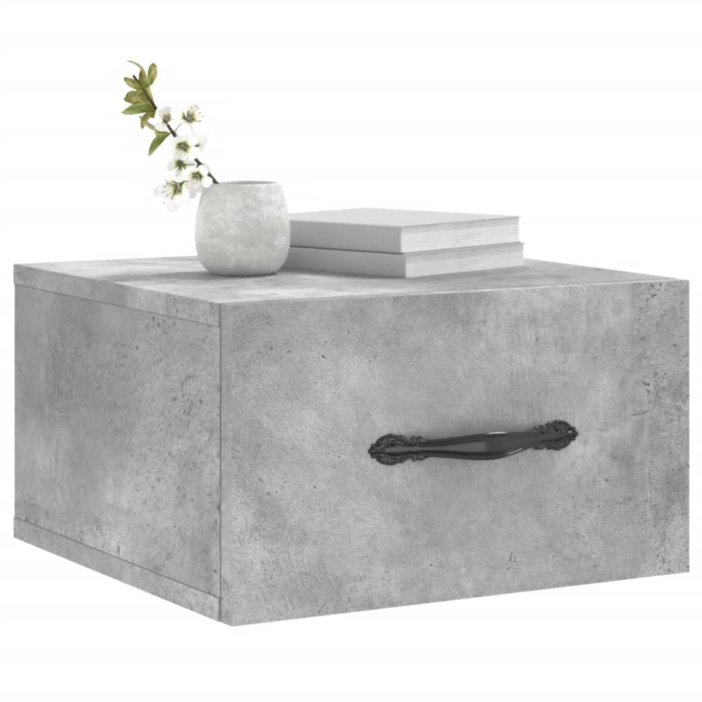 Comodino a Muro Grigio Cemento 35x35x20 cm | homemem39
