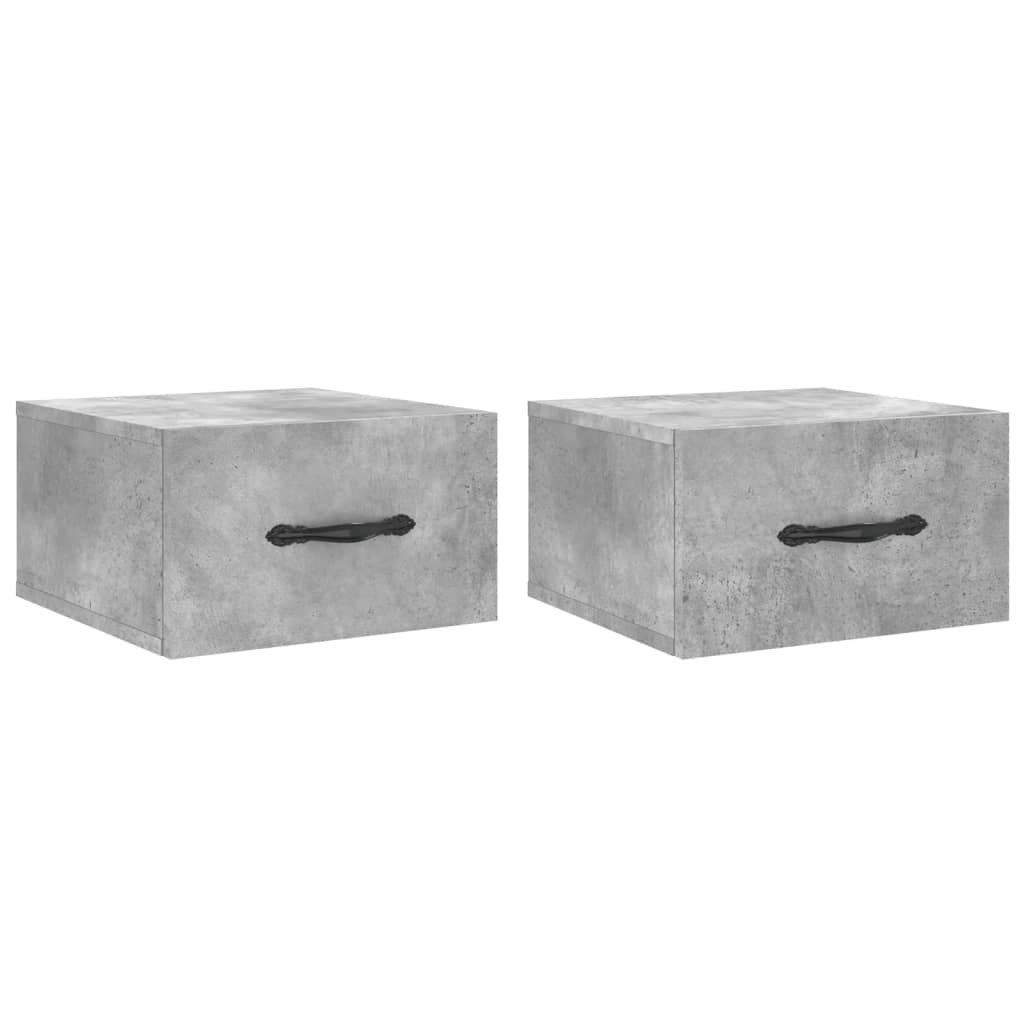 Comodini a Muro 2 pz Grigio Cemento 35x35x20 cm | homemem39