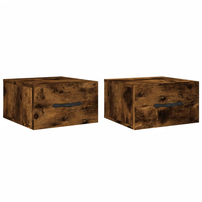 Comodini a Muro 2 pz Rovere Fumo 35x35x20 cm | homemem39