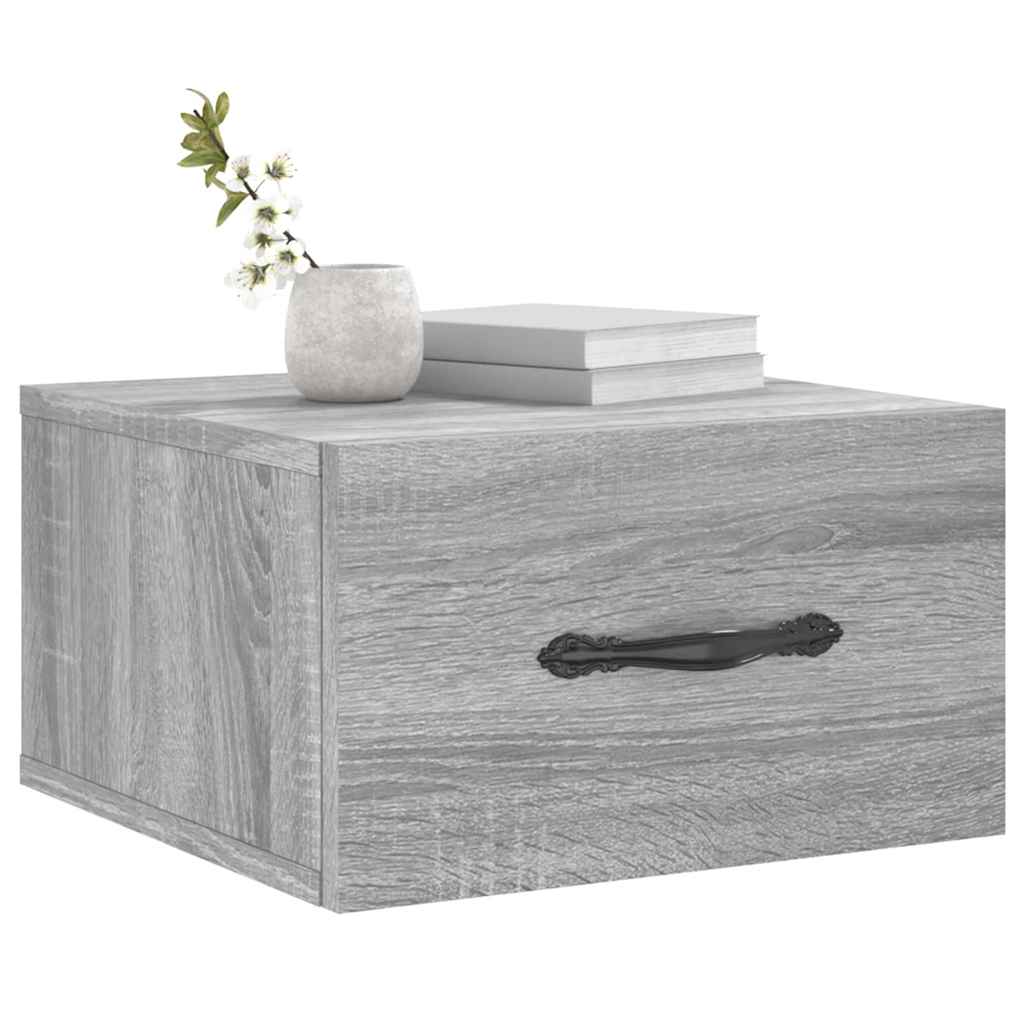 Comodino a Muro Grigio Sonoma 35x35x20 cm