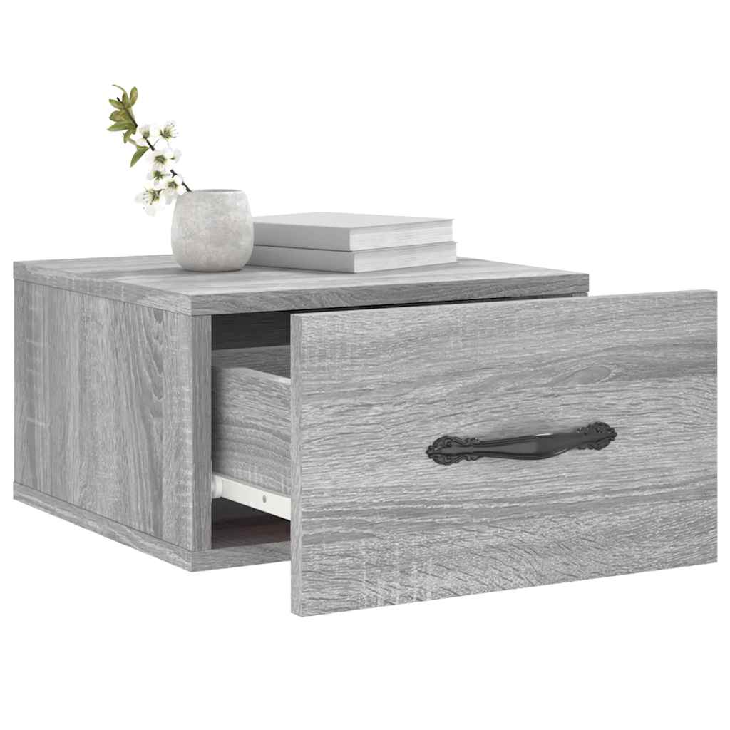 Comodino a Muro Grigio Sonoma 35x35x20 cm