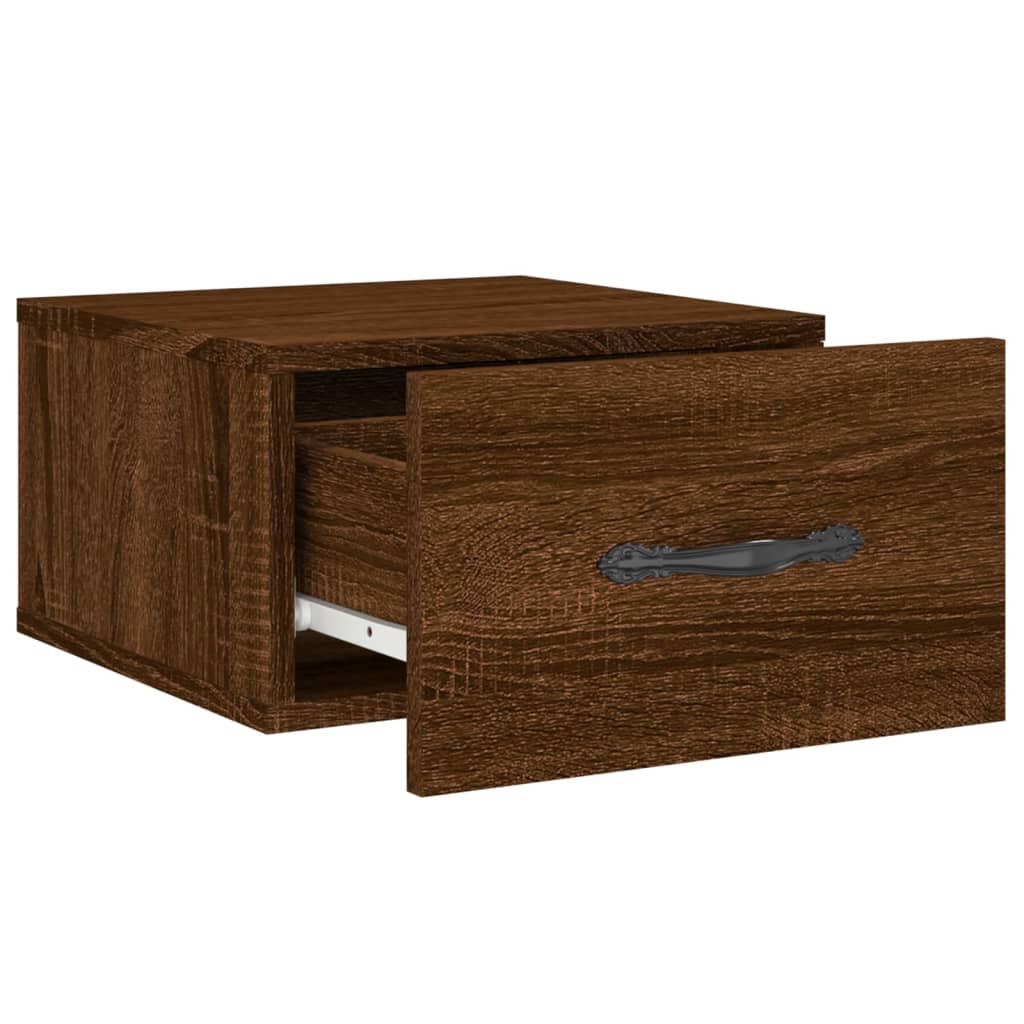 Wall-Mounted Bedside Table Brown Oak 35x35x20 cm