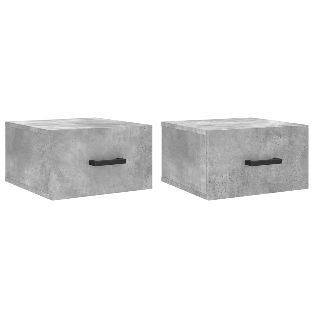 Comodini a Muro 2 pz Grigio Cemento 35x35x20 cm | homemem39