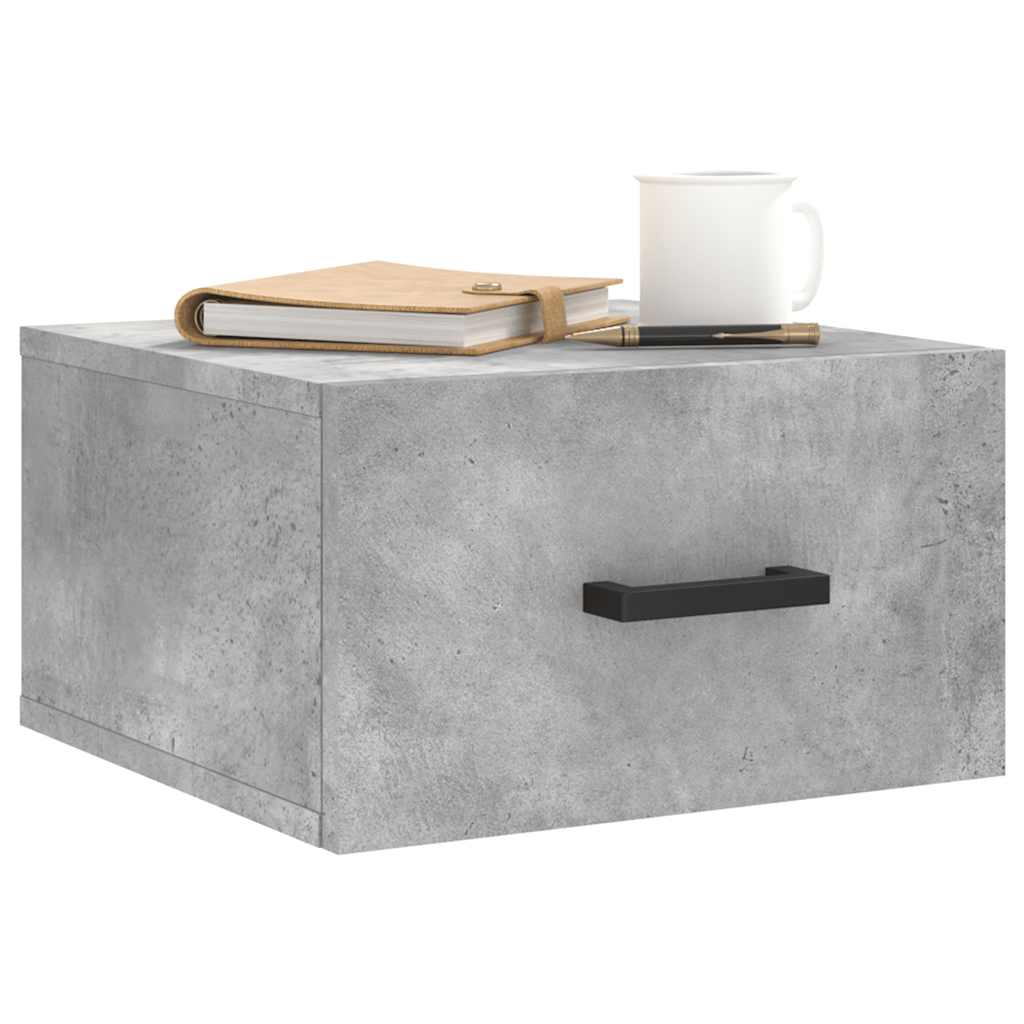 Comodini a Muro 2 pz Grigio Cemento 35x35x20 cm