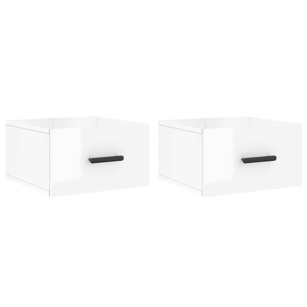 Comodini a Muro 2 pz Bianco Lucido 35x35x20 cm