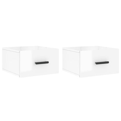 Comodini a Muro 2 pz Bianco Lucido 35x35x20 cm
