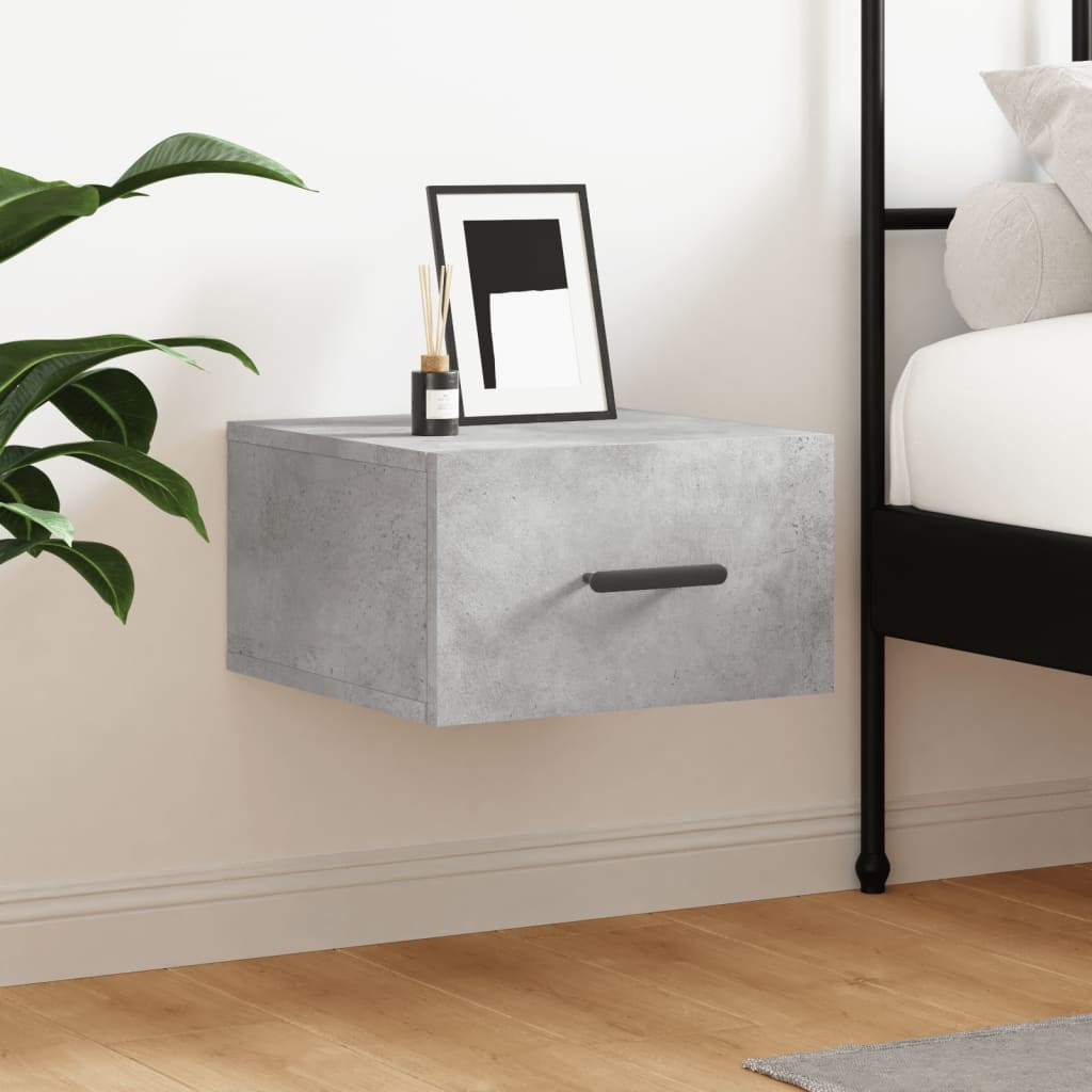 Comodino a Muro Grigio Cemento 35x35x20 cm | homemem39