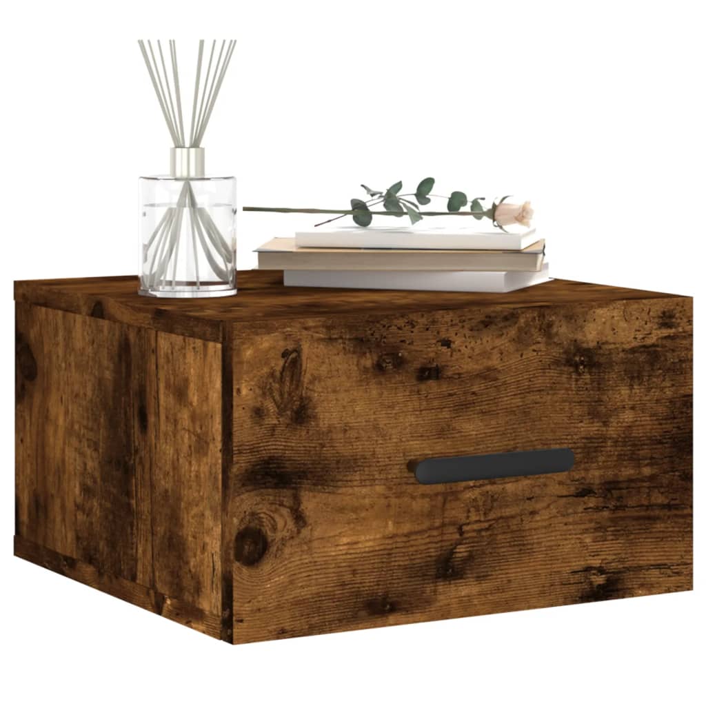Comodini a Muro 2 pz Rovere Fumo 35x35x20 cm