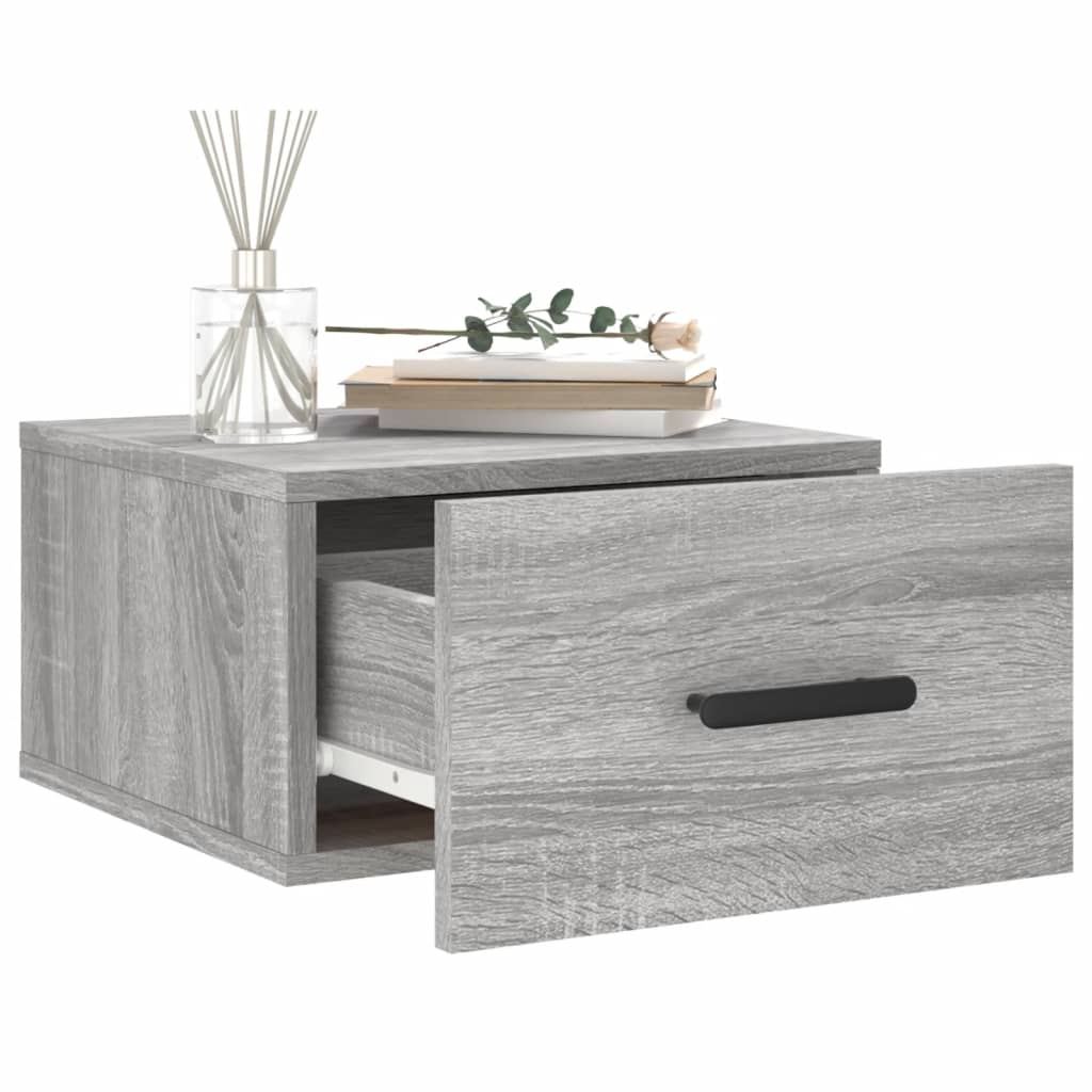 Comodino a Muro Grigio Sonoma 35x35x20 cm