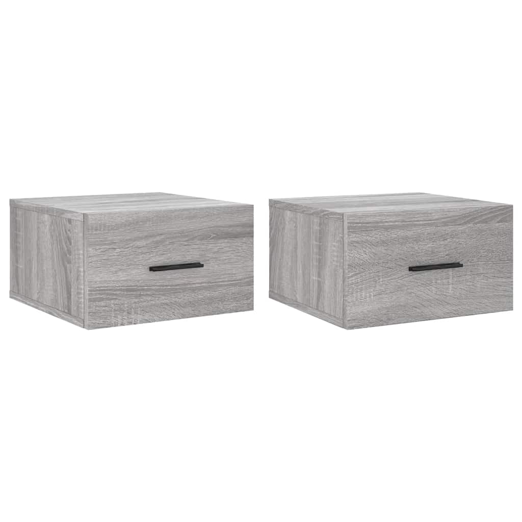 Comodini a Muro 2 pz Grigio Sonoma 35x35x20 cm