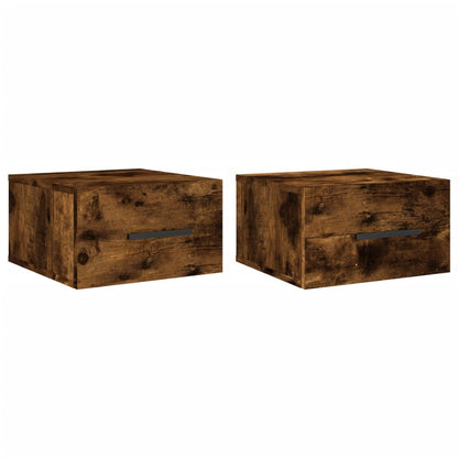 Comodini a Muro 2 pz Rovere Fumo 35x35x20 cm