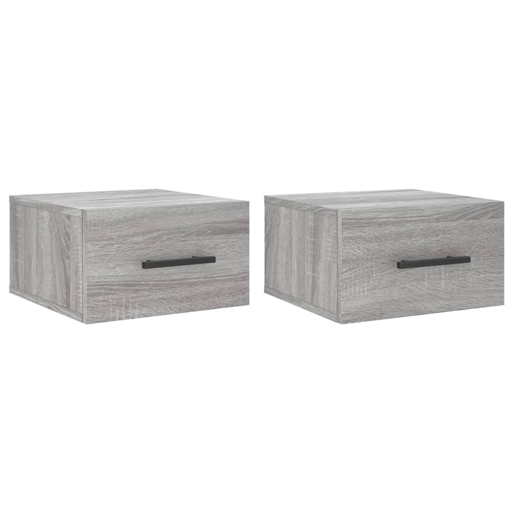 Comodini a Muro 2 pz Grigio Sonoma 35x35x20 cm