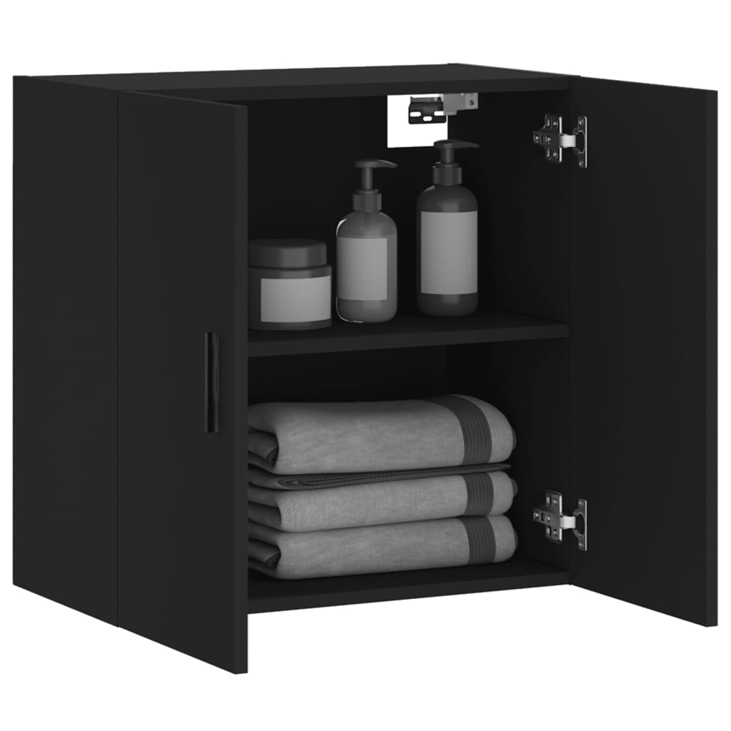 Black Wall Cabinet 60x31x60 cm in Multilayer Wood