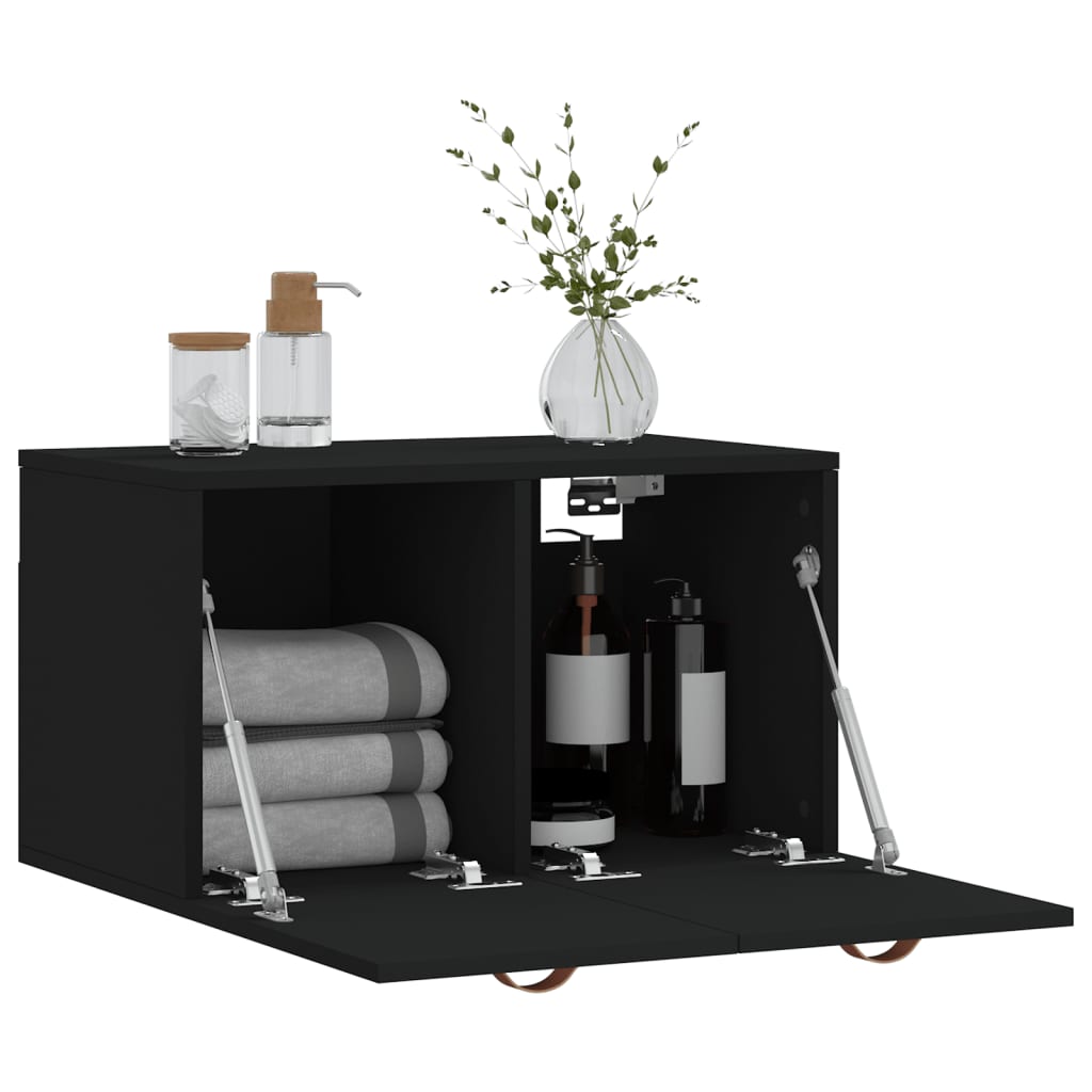 Mobile a Parete Nero 60x36,5x35 cm in Legno Multistrato | homemem39