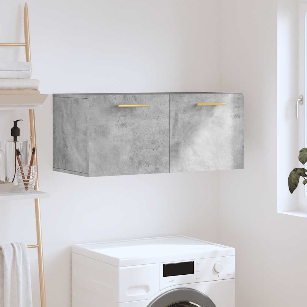 Mobile a Parete Grigio Cemento 80x36,5x35 cm Legno Multistrato