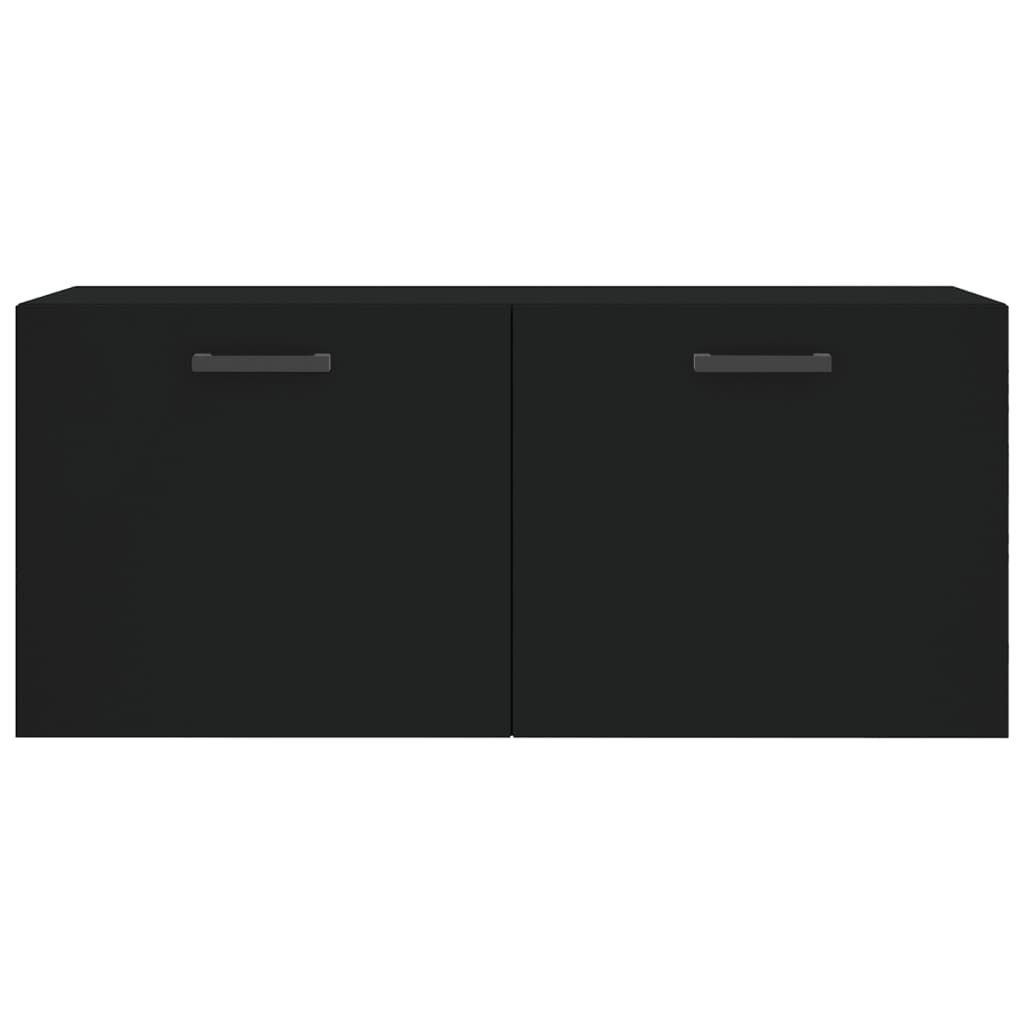 Mobile a Parete Nero 80x36,5x35 cm in Legno Multistrato - homemem39