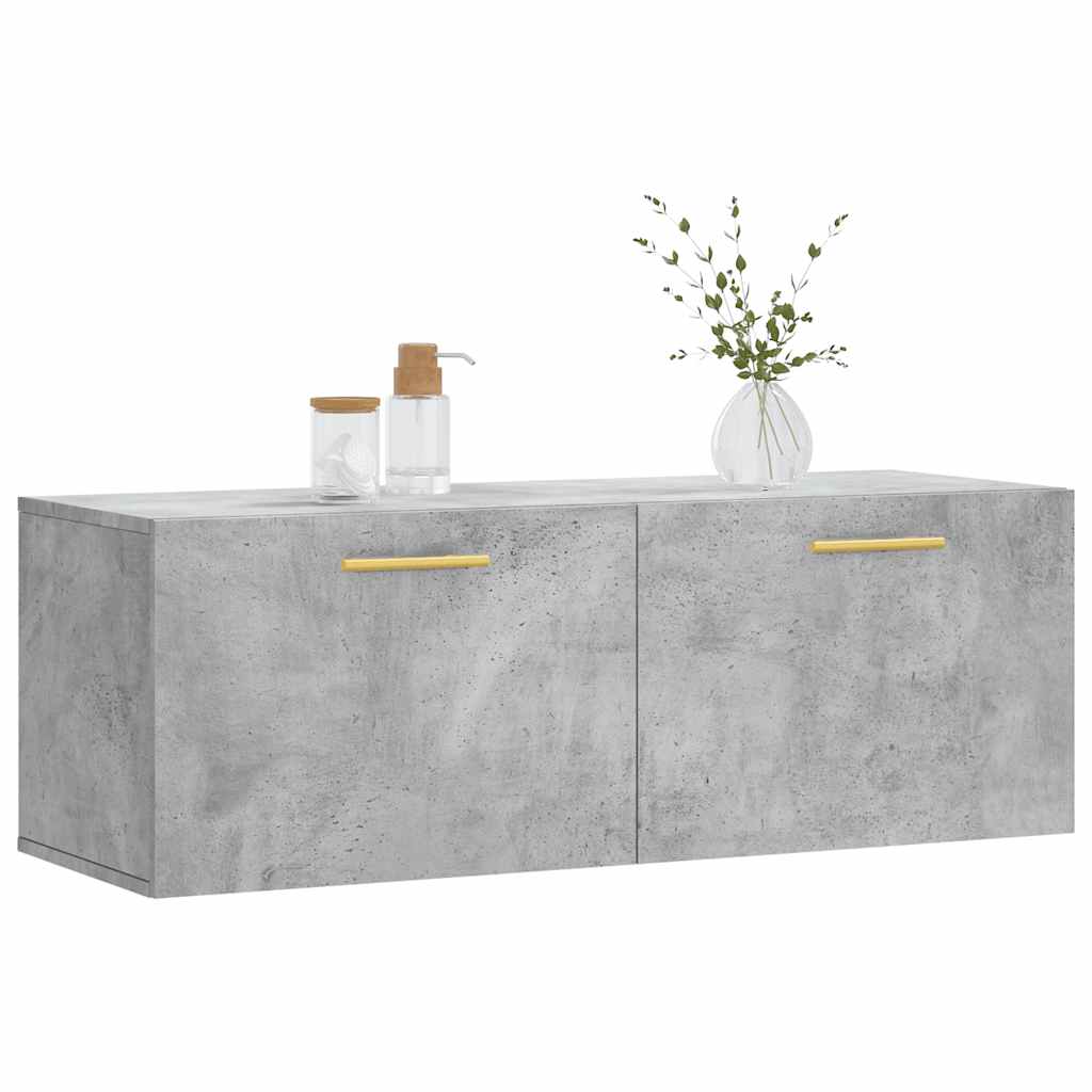 Mobile a Parete Grigio Cemento 100x36,5x35 cm Legno Multistrato