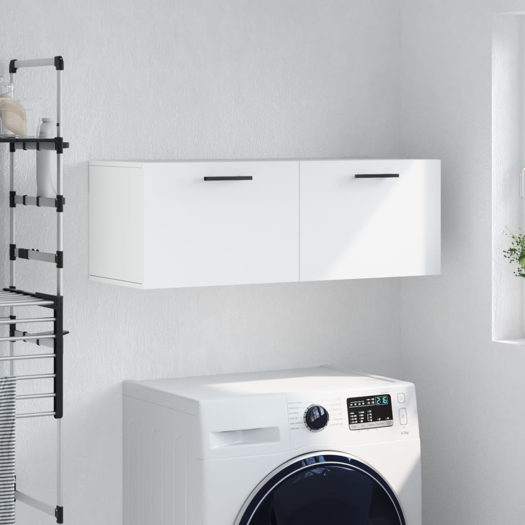 Mobile a Parete Bianco 100x36,5x35 cm in Legno Multistrato | homemem39