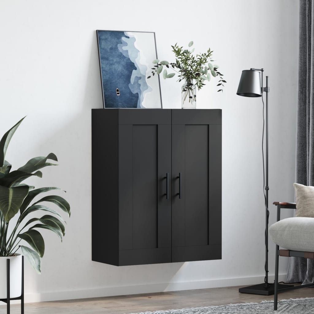 Mobile a Parete Nero 69,5x34,90 cm in Legno Multistrato - homemem39