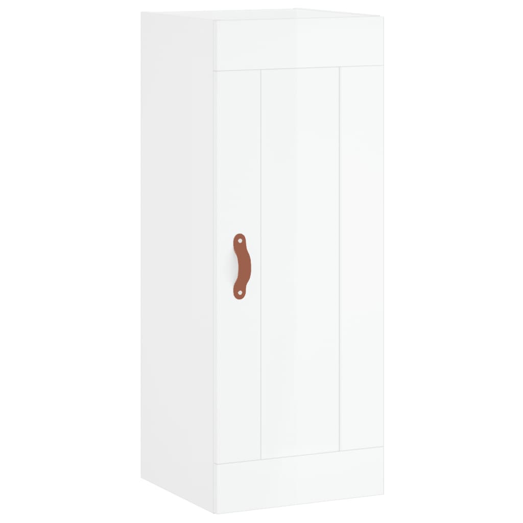 Mobile Parete Bianco Lucido 34,5x34x90 cm in Legno Multistrato - homemem39