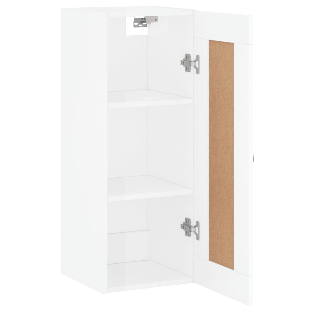 Mobile Parete Bianco Lucido 34,5x34x90 cm in Legno Multistrato - homemem39
