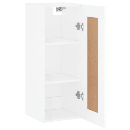 Mobile Parete Bianco Lucido 34,5x34x90 cm in Legno Multistrato - homemem39